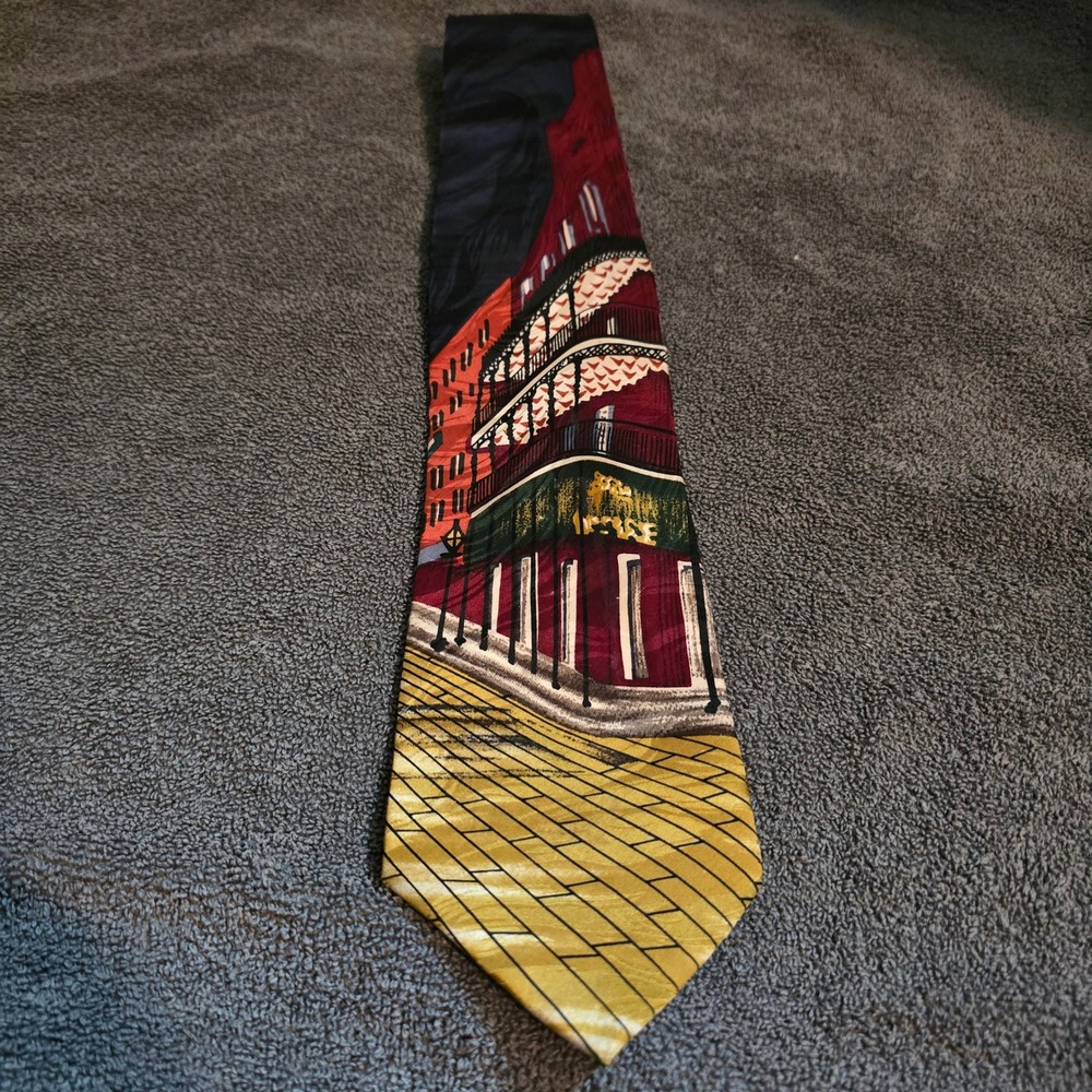 Imageries Accessories OS Silk Tie Mens Multicolor New Orleans French Quarter Art